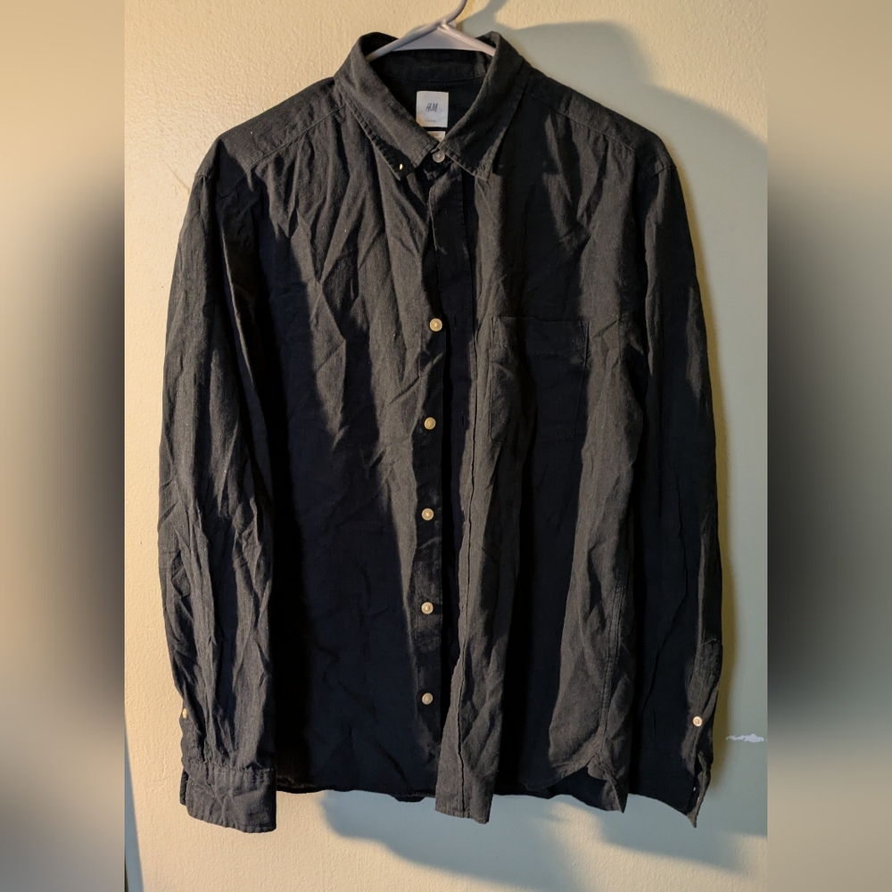 Men's Dark Blue Button-Up Shirt